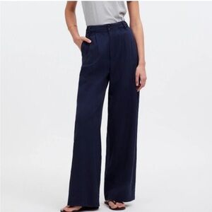 Madewell Harlow Wide-Leg Navy Pants